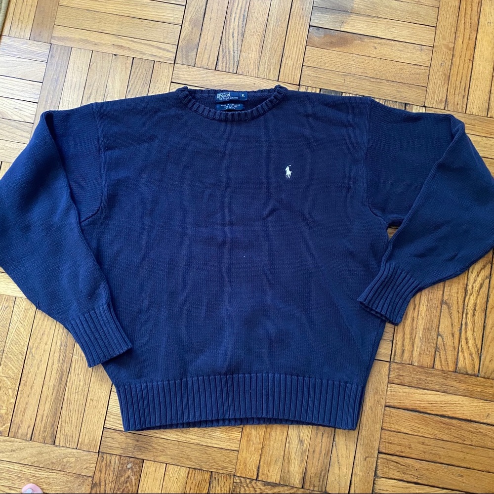 Men’s Polo Knit Sweater Navy Blue